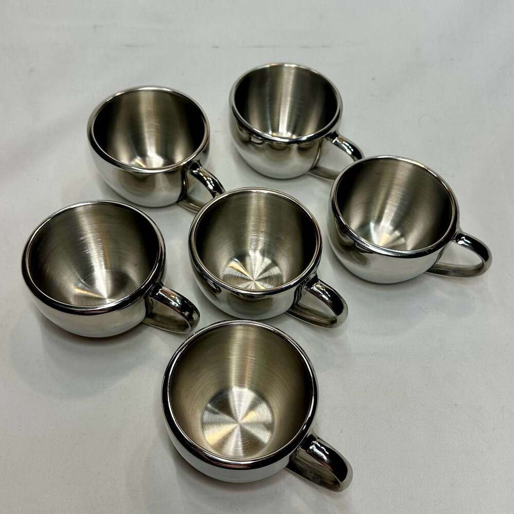Coffee Cups, Espresso Mugs, set of 6, Stainless Steel, Double-Walled